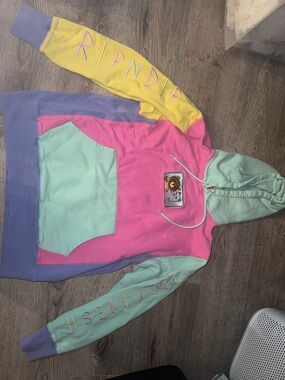 Teddy Fresh and Ripndip Collab pastel graphic colorblock Hoodie S